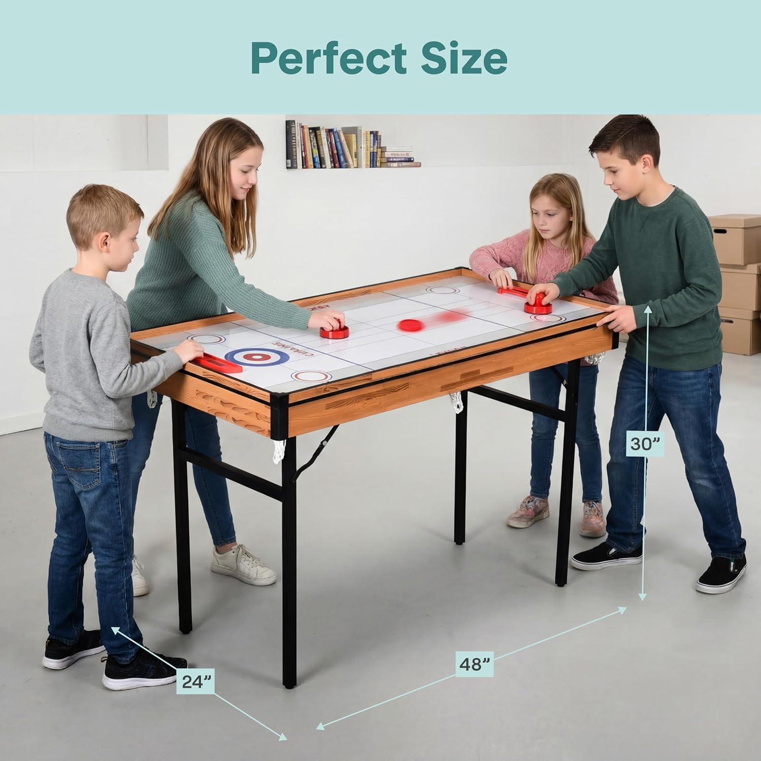 4 in 1 Multi Game Table, 4’x2’ Folding Portable Sports Arcade Games with Accessories, Ping Pong, Air Hockey, Pool