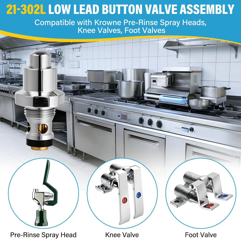 21-302L Low Lead Button Valve Assembly Compatible with all Krowne