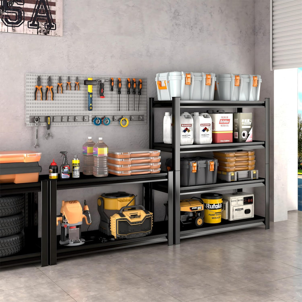48" W Garage Shelving Heavy Duty, 2200LBS Loads Adjustable Garage Storage Shelves,4-Tier Metal Storage Racks and