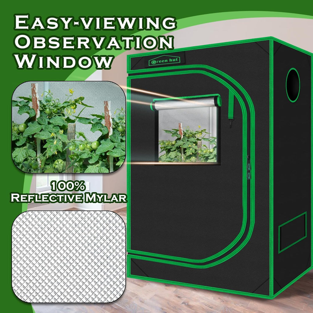 4x2 Grow Tent 48"x24"x60" 600D Mylar Hydroponic Growing Tent | Observation Window, Removable Floor Tray, 100%