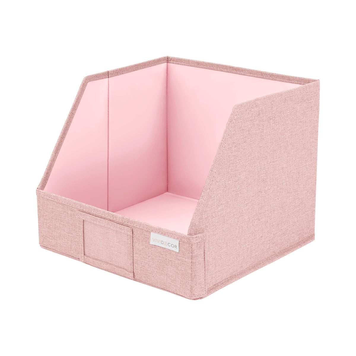 Open Front Trapezoid Closet Bins, Storage Baskets for Closets, Pink