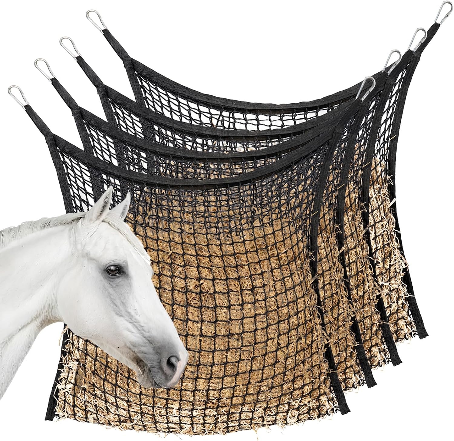Slow Feed Hay Nets for Horses, Large Capacity Hay Bags, 4 Pack