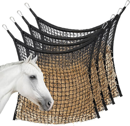 Slow Feed Hay Nets for Horses, Large Capacity Hay Bags, 4 Pack