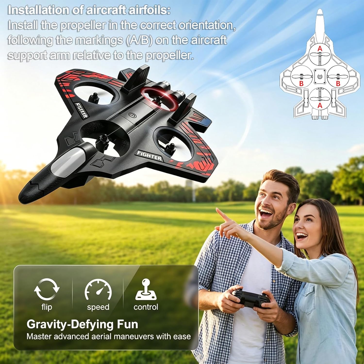 RC Plane, Foam Remote Control Airplane for Hobbyists Pilots Beginners | 2.4GHz RC Airplane Fighter Jet Drone with LED