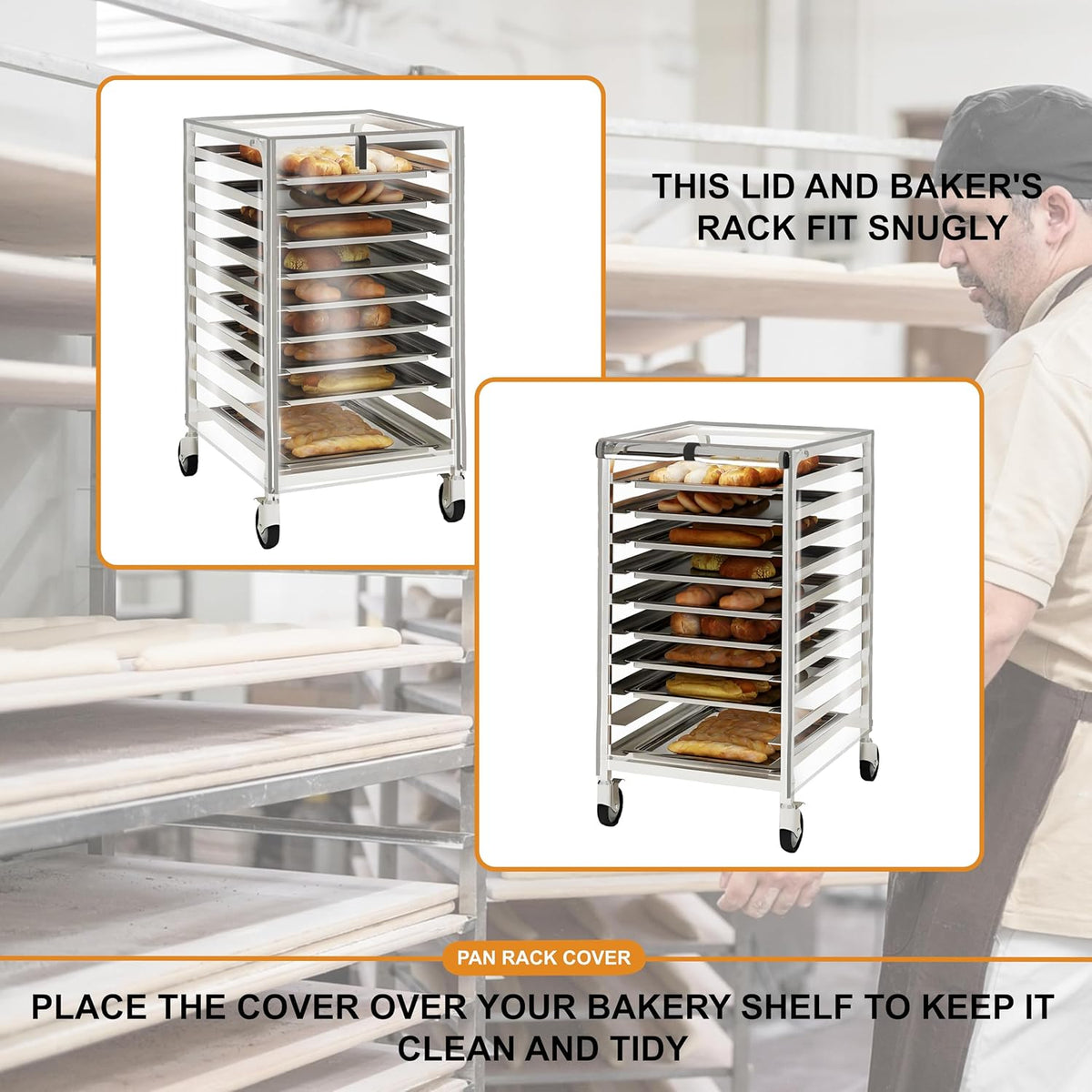 Commercial Bun Pan Rack Cover, 23" W x 28" D x 32" H