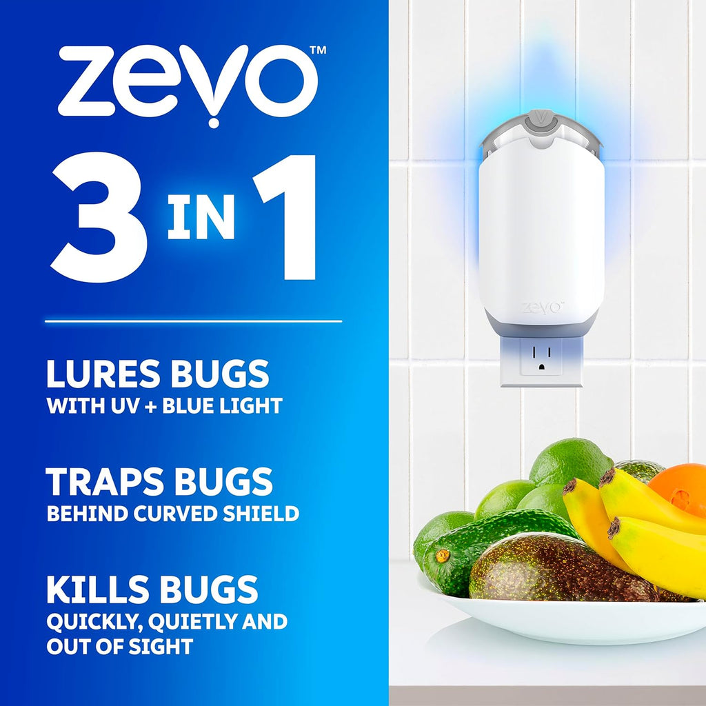 Flying Insect Trap for Fruit Flies & Gnats, 1 Plug-in Base & 3 Refills | Catches Fruit Flies & Gnats Near Fruit Bowls