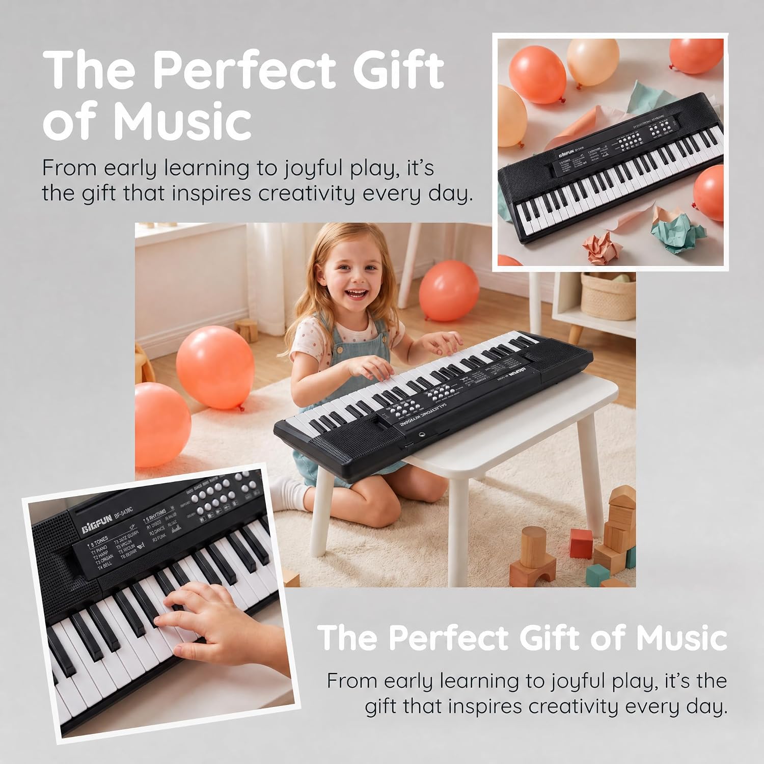 54-Key Kids Keyboard Piano, Electronic Musical Toy for Kids Ages 3+ | Kids Piano with Microphone & USB Cable