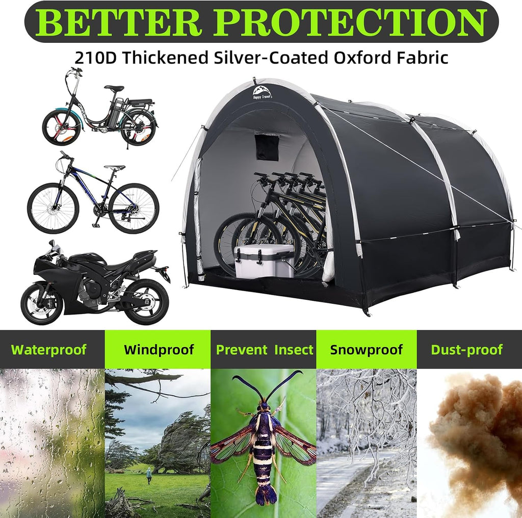 Outdoor Waterproof Bike Storage Tent Shed for 2/3/4/6/8 Bikes | Bicycle Covers Shelter with Window, Oversized Outside