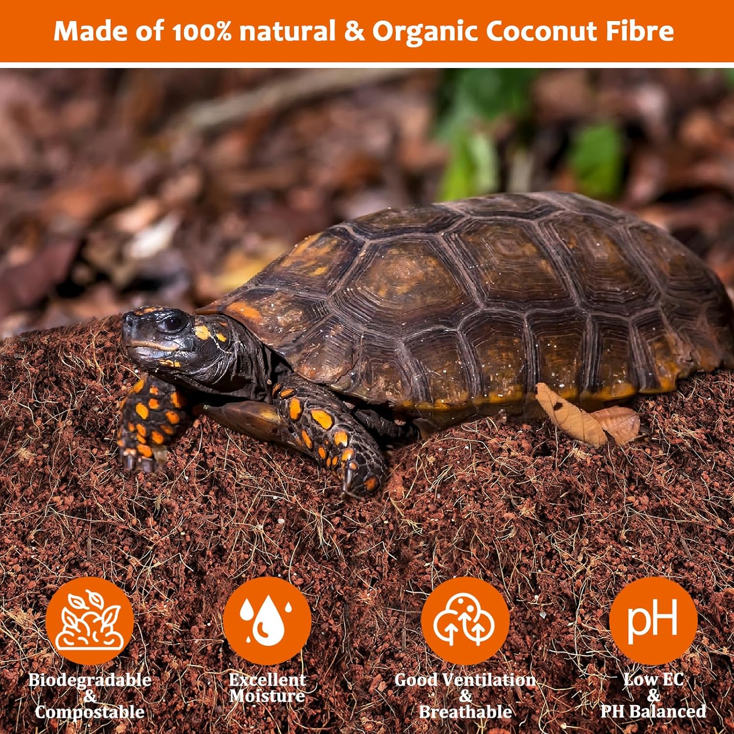 2 Pack Natural Coconut Fiber Substrate, Coco Coir Reptile Bedding | Coconut Husk Reptile Substrate for Tortoises
