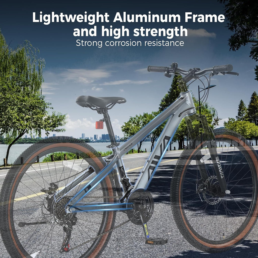 Mountain Bike, 24/26/27.5 Inch Outdoor Cycling Bike, 8/21 Speed Lightweight Aluminum Frame | Dual Disc Brakes