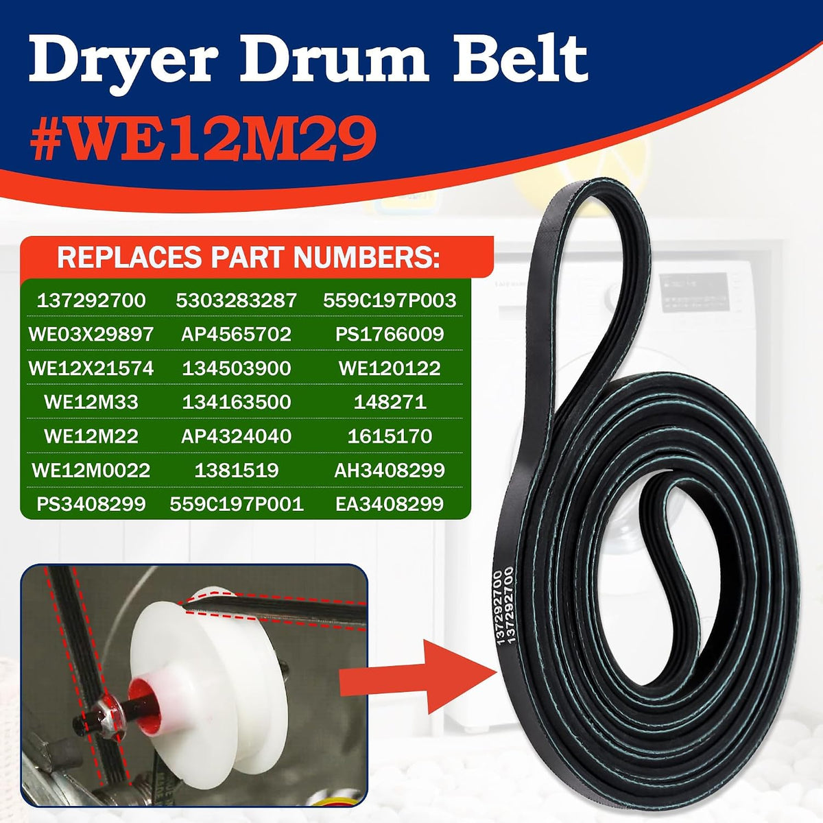 GTDP200EF1WS GTD65GBSJ3WS Dryer Belt Fit for GE GTDP490ED3WS GTD48GASW0WB