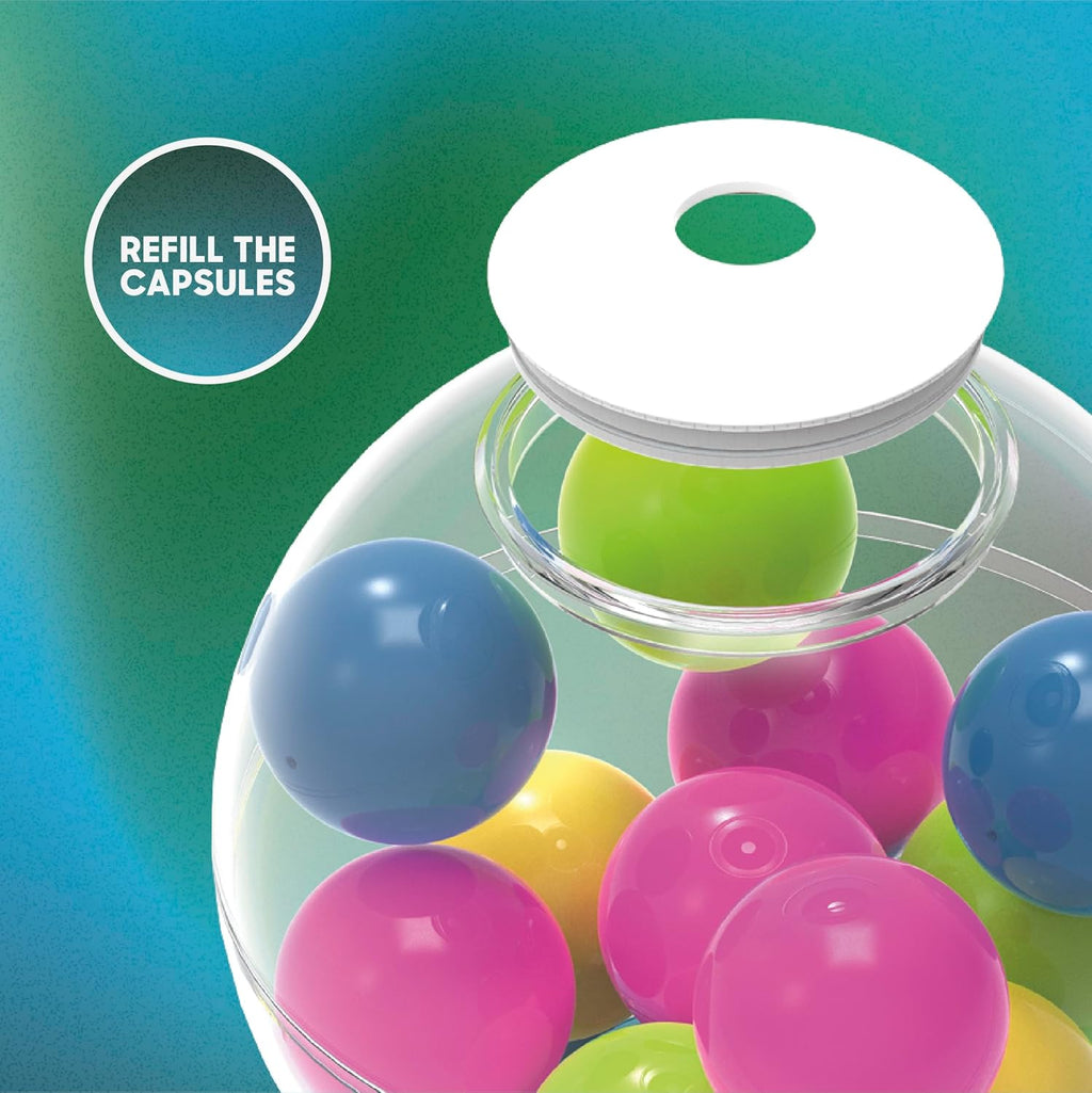 Toy Vending Machine for Kids| Dispense 12 Surprise Prize Capsules| Refillable Mini Gumball Machine Toy| Planet Bouncy