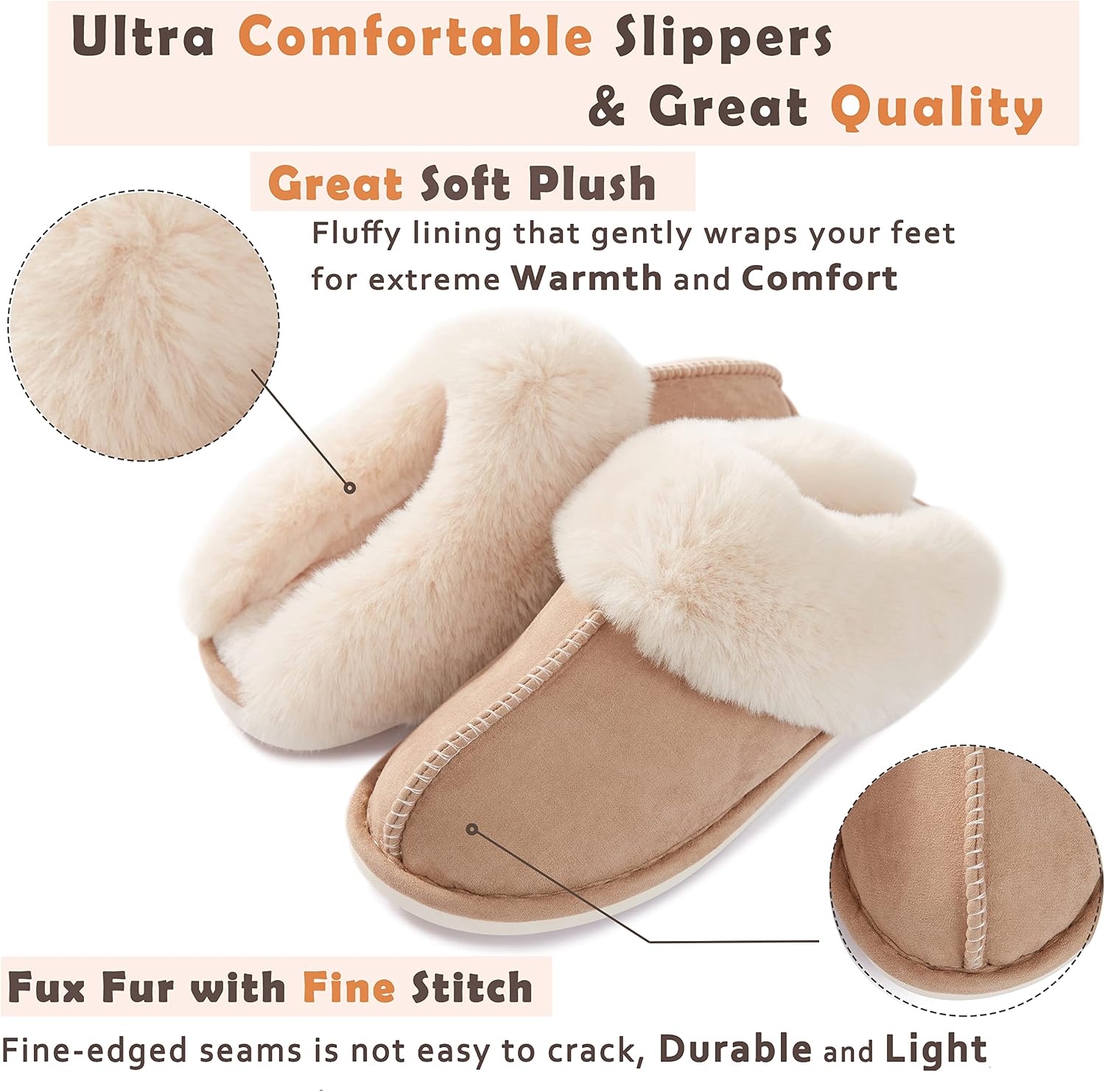 Womens Fuzzy Slippers Memory Foam Warm Cozy Indoor House Shoes | Fluffy, Comfy, Winter, Faux Fur, Indoor Outdoor