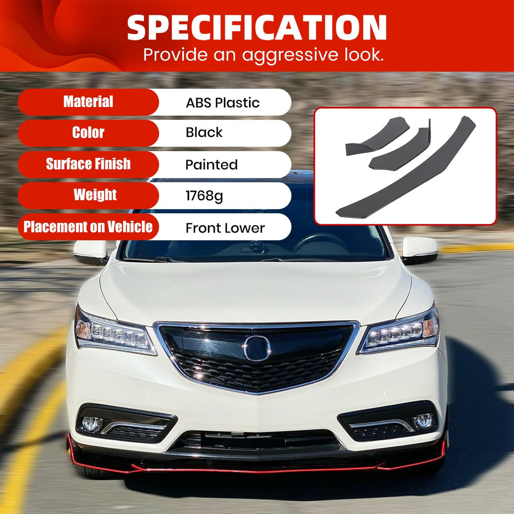 Front Bumper Lip Chin Spoiler ABS Compatible with Audi