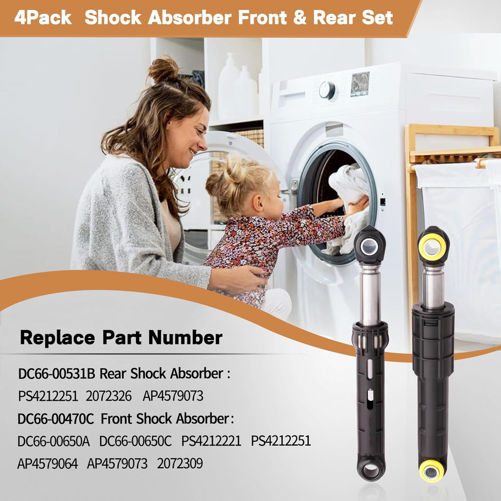 DC66-00470C 4Pcs Shock Absorber Front and Rear Set Fit for Samsung Washers