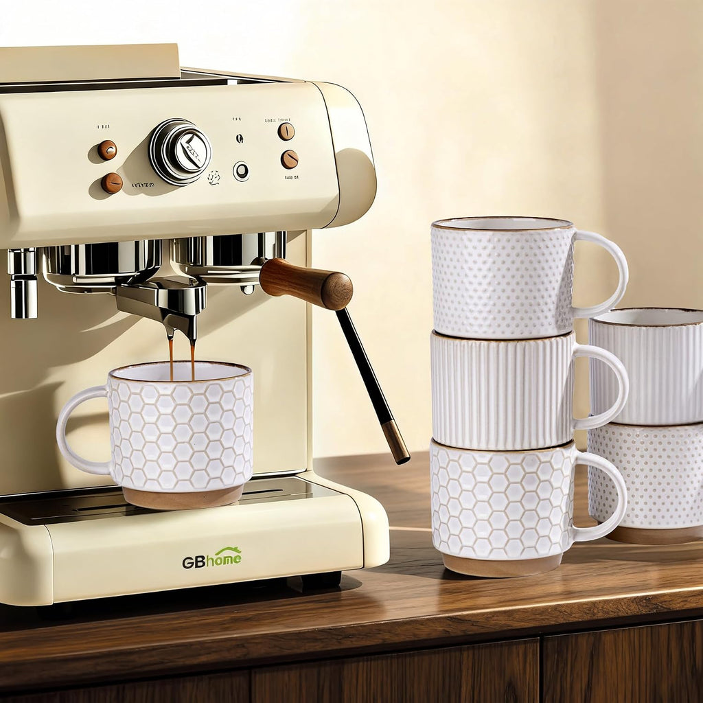 15 OZ Stackable Coffee Mugs Set of 4, Ceramic Coffee Cups Set