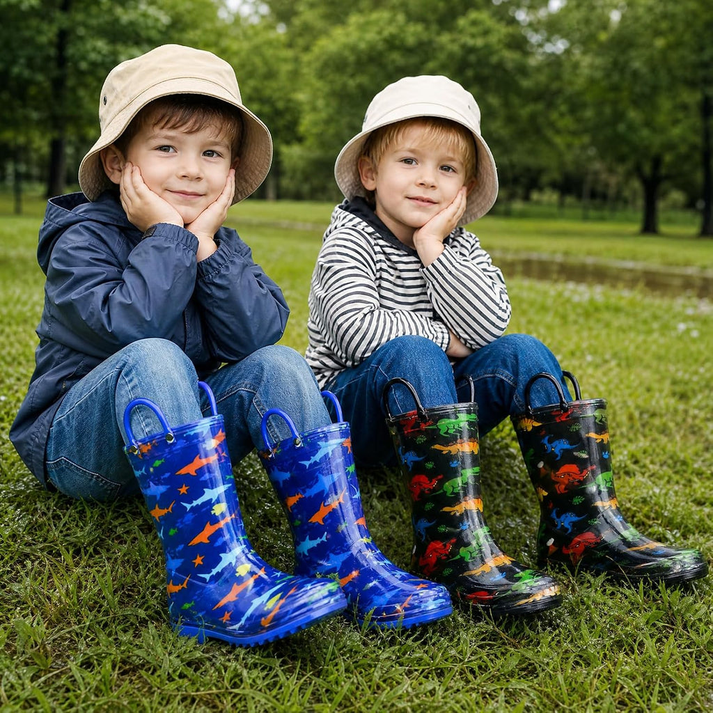 Kids Rain Boots For Boys Toddler Little Dinosaur Shark Rainboots