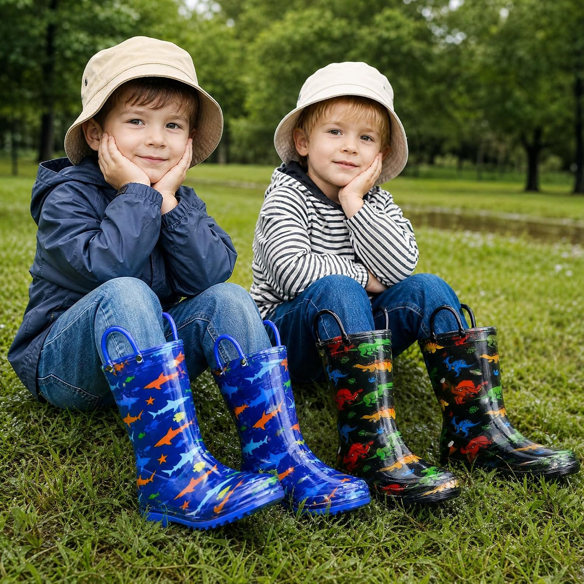 Kids Rain Boots For Boys Toddler Little Dinosaur Shark Rainboots