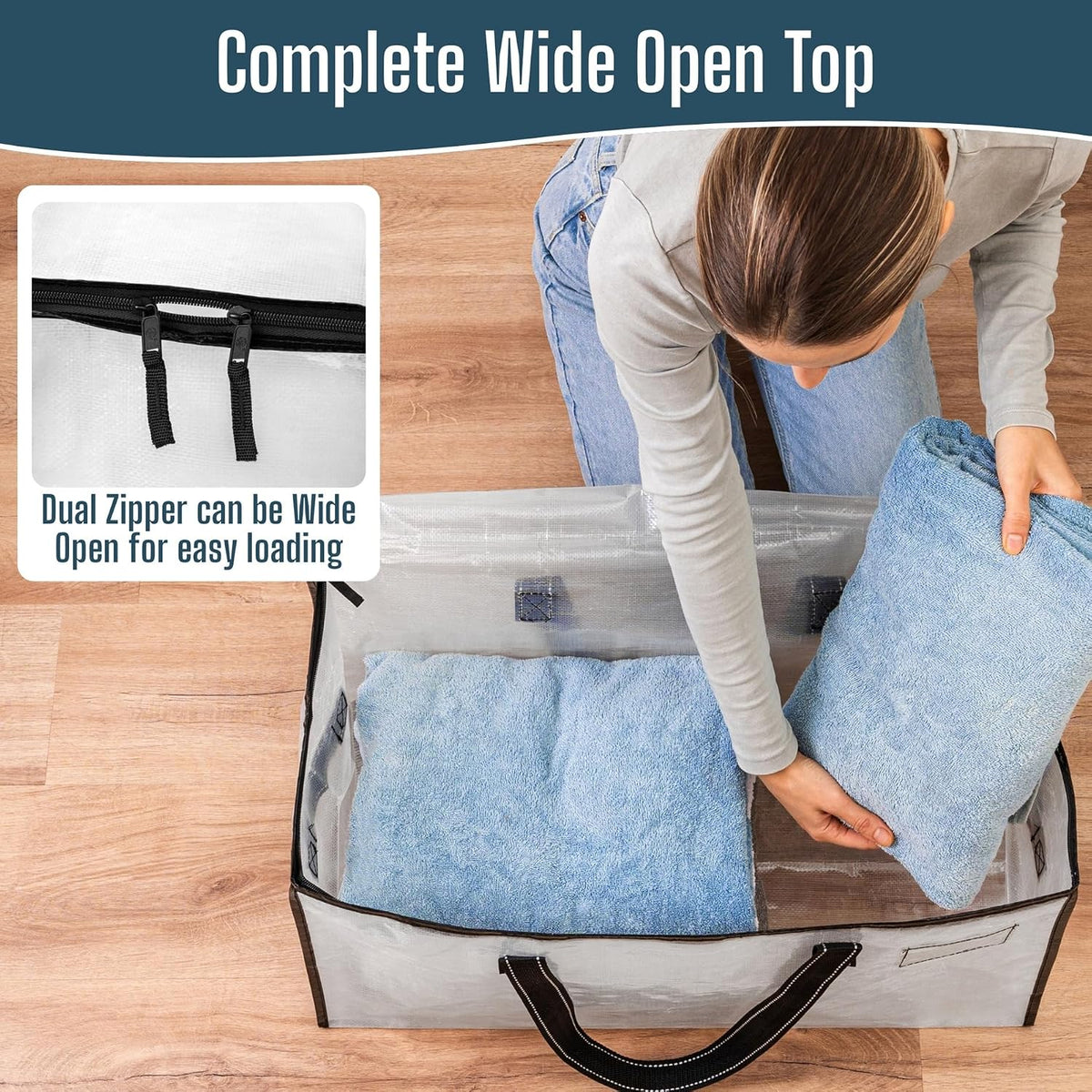 Moving Bags, Storage Bags, Wide Open Top, Clear, 4 Pack