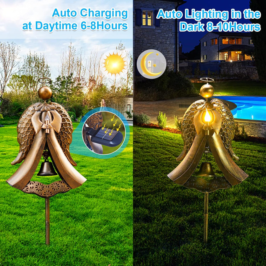 Solar Metal Angel Stake Grave Decorations for Cemetery Perfect as Angel Remembrance & Sympathy cemetary Grave