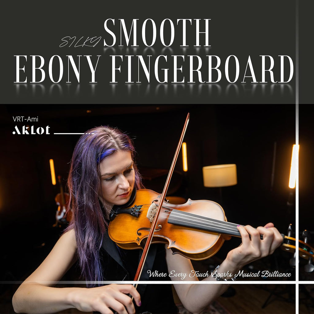 Handcrafted Full Size Violin: Solid Wood Matte Fiddle, Acoustic Beginner 4/4 Violin Kit with Hard Case, Lesson Book