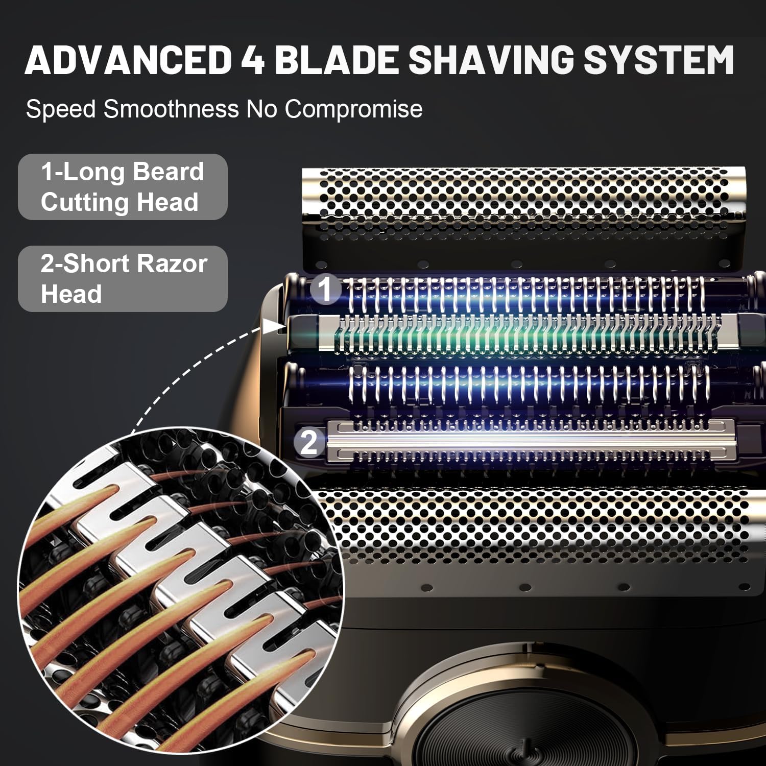 Electric Foil Shavers for Men: 4 Floating Blades & Dual Speed | Mini Electric Razors for Men With Wet or Dry