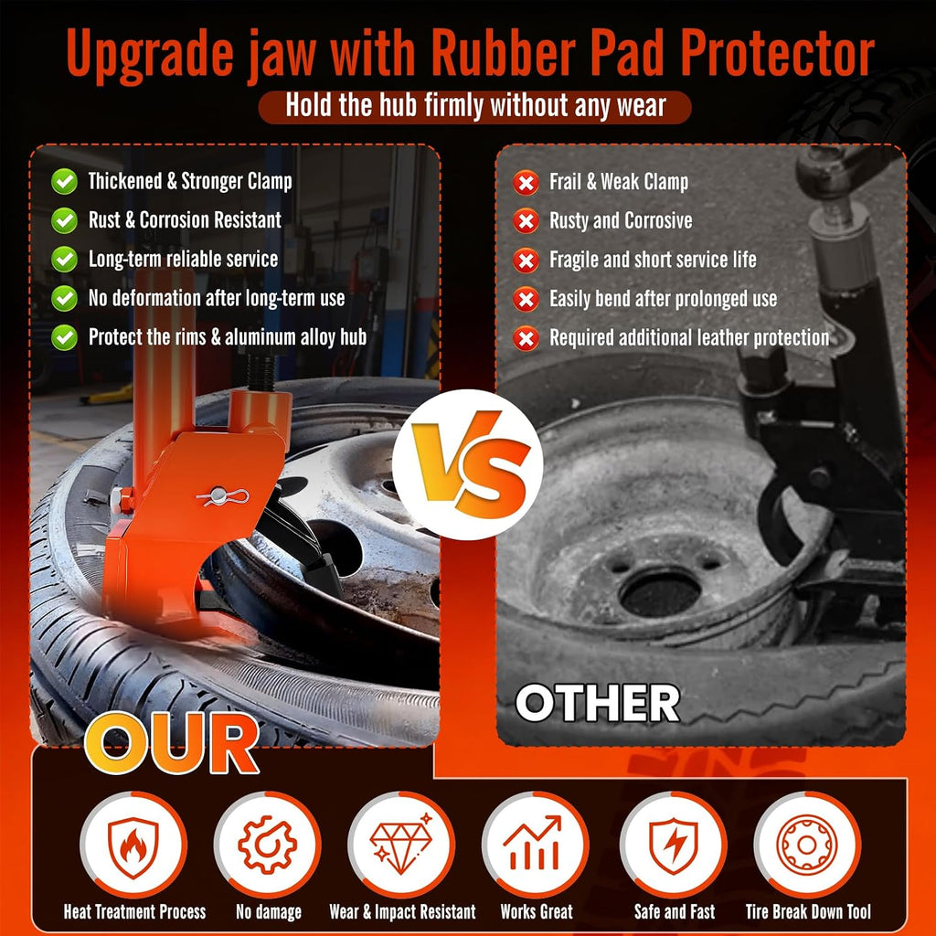 Tire Bead Breaker Tool for 38"-42" Tires, Hub-Safe Manual Tire Bead Breaker with Rubber Pad, Heavy Duty Tire Temoval