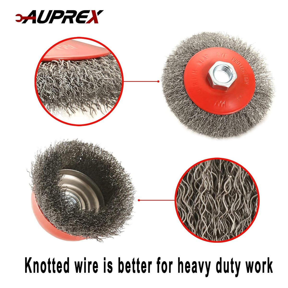 AUPREX 4 Pack Wire Wheel&Cup Brush Set for 4-1/2 Angle Grinder
