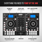 2-Deck Portable DJ Controller, Mixing Console with LCD Display | Manual Looping, USB, MIC Input, Record Output, 16