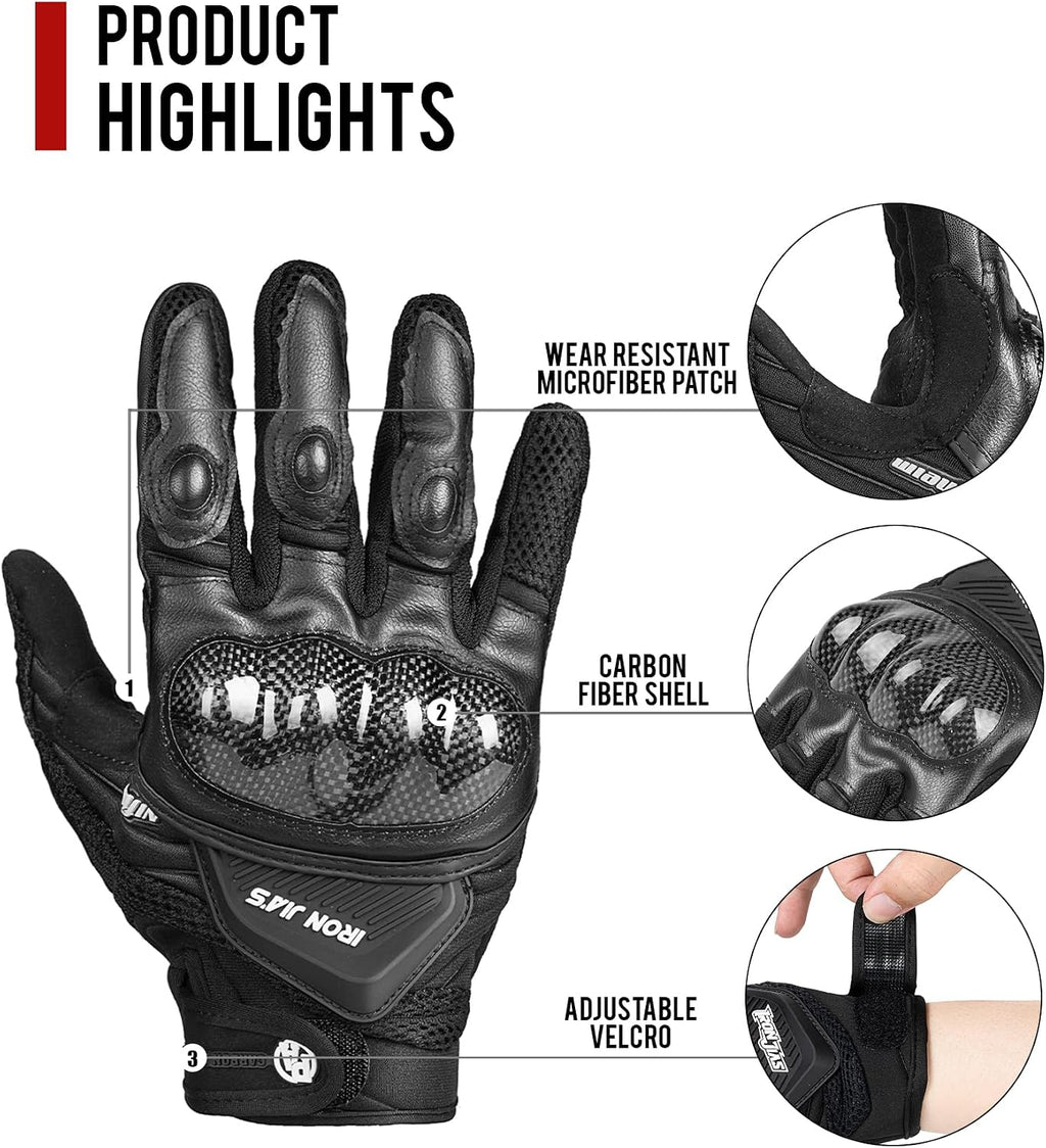 Motorcycle Gloves Touch Screen for Men Women Padding Hard Knuckle Cycling Motorbike ATV Hiking Riding Climbing Glove