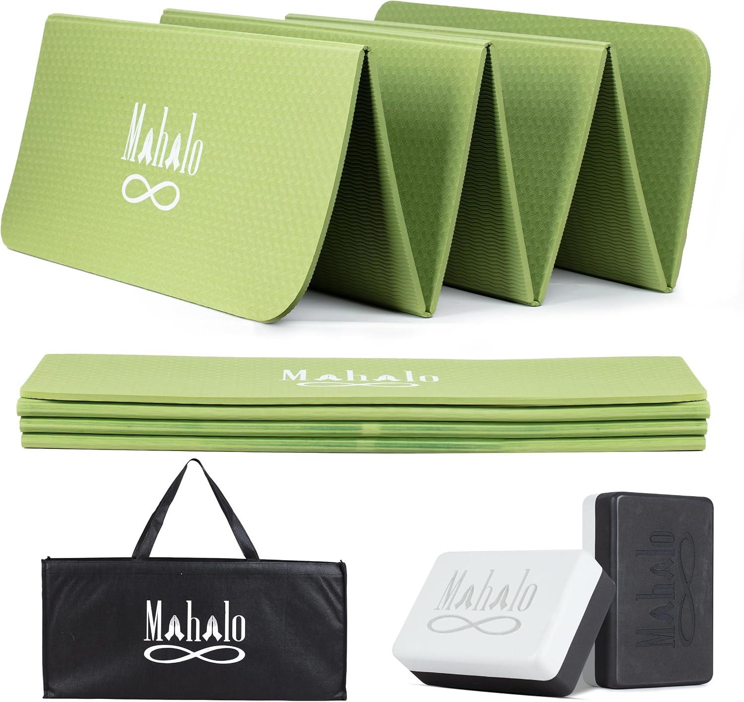 Foldable Yoga Mat + Carry Bag, 6mm 7-fold Workout Mat, Easy to Store, Anti-Slip Folding Exercise Mat for Yoga