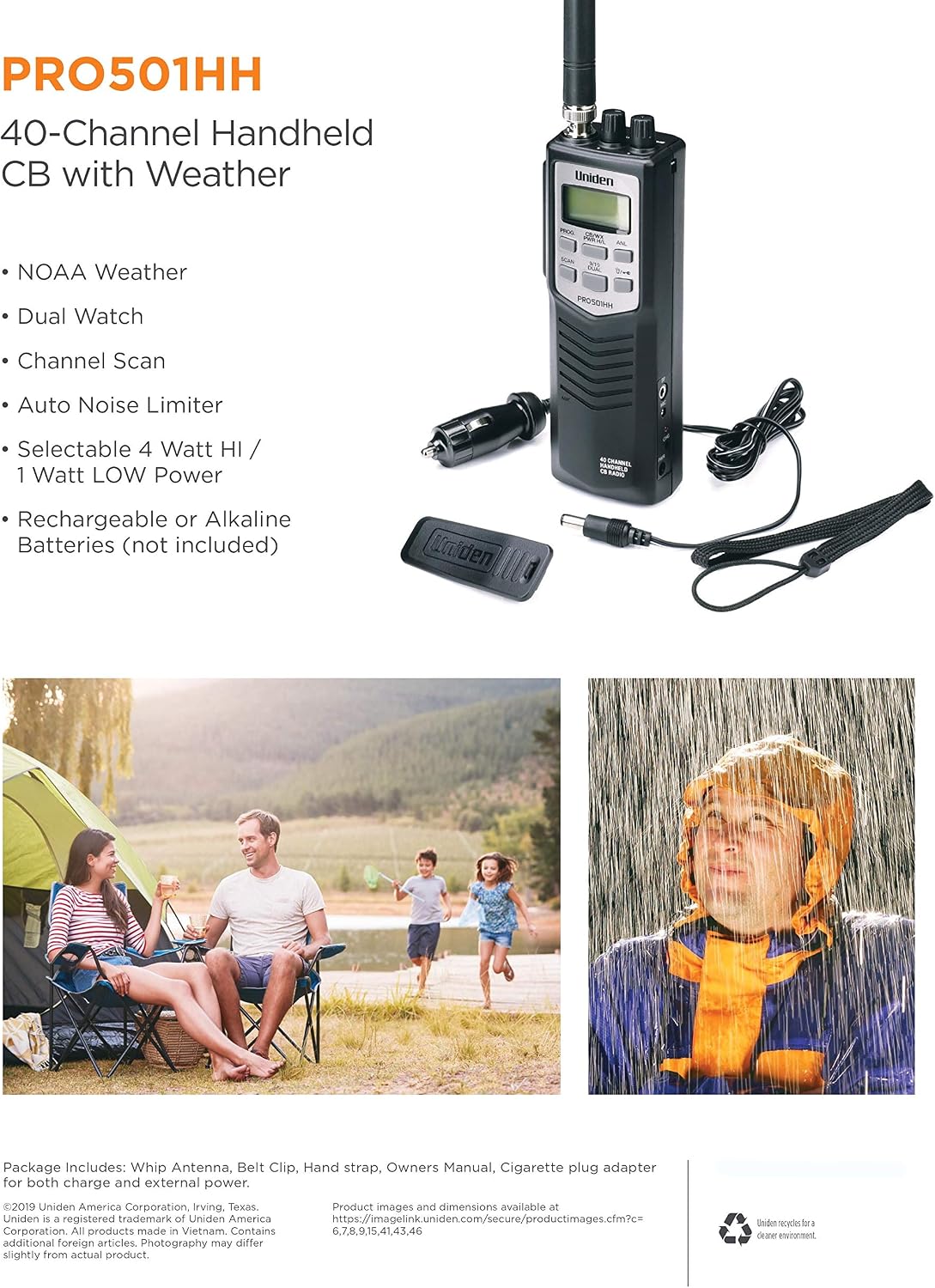 PRO501HH Pro-Series 40-Channel Portable Handheld CB Radio | Emergency/Travel Radio, Full 40 Channels & NOAA Alerts