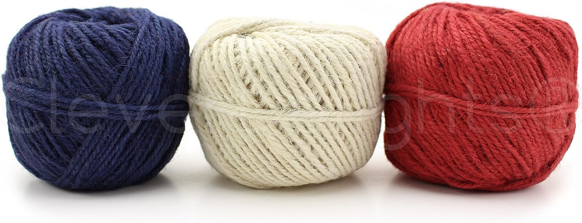 Red White and Navy Jute Twine Combo Pack - 150 Yards