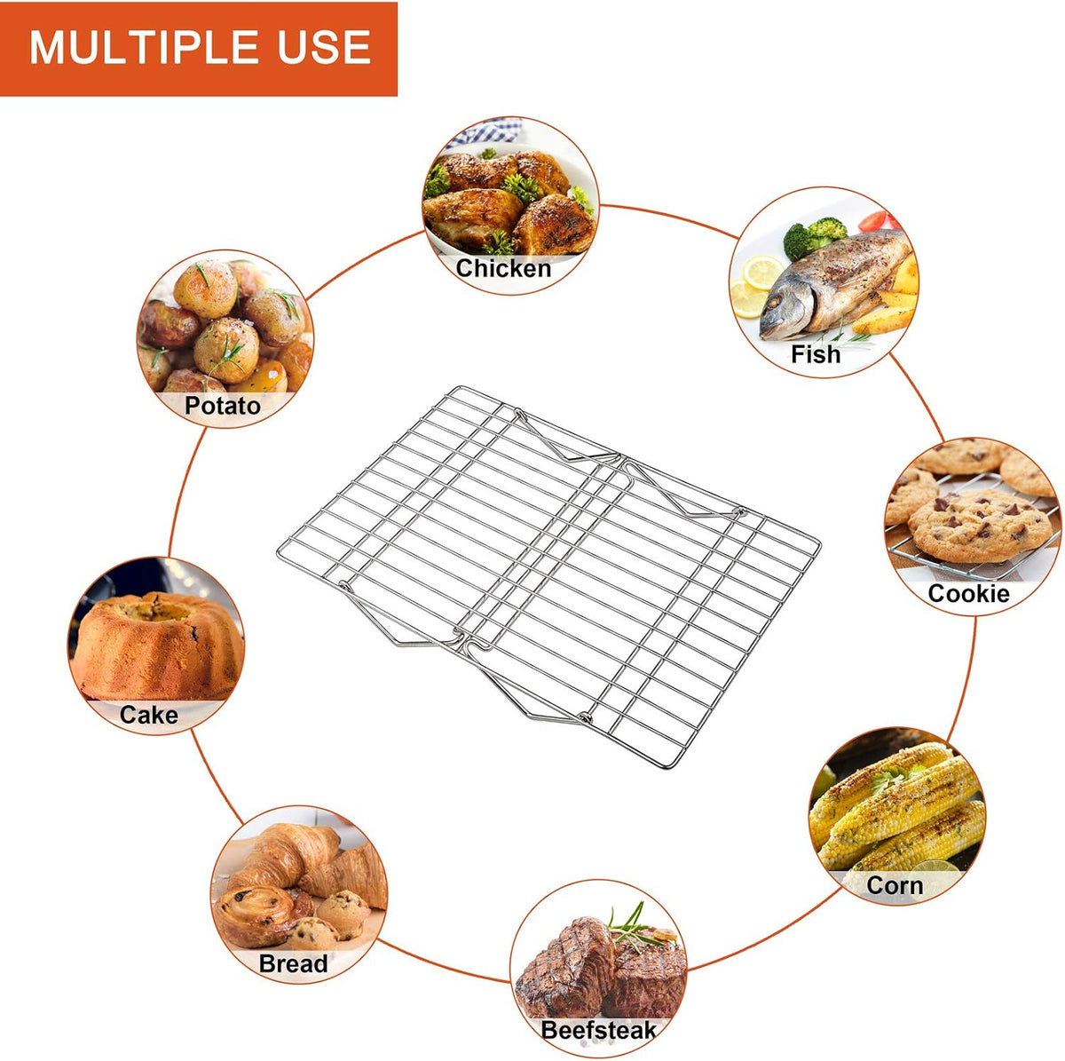 5-Tier Stainless Steel Cooling Rack, 15" x 10", Silver
