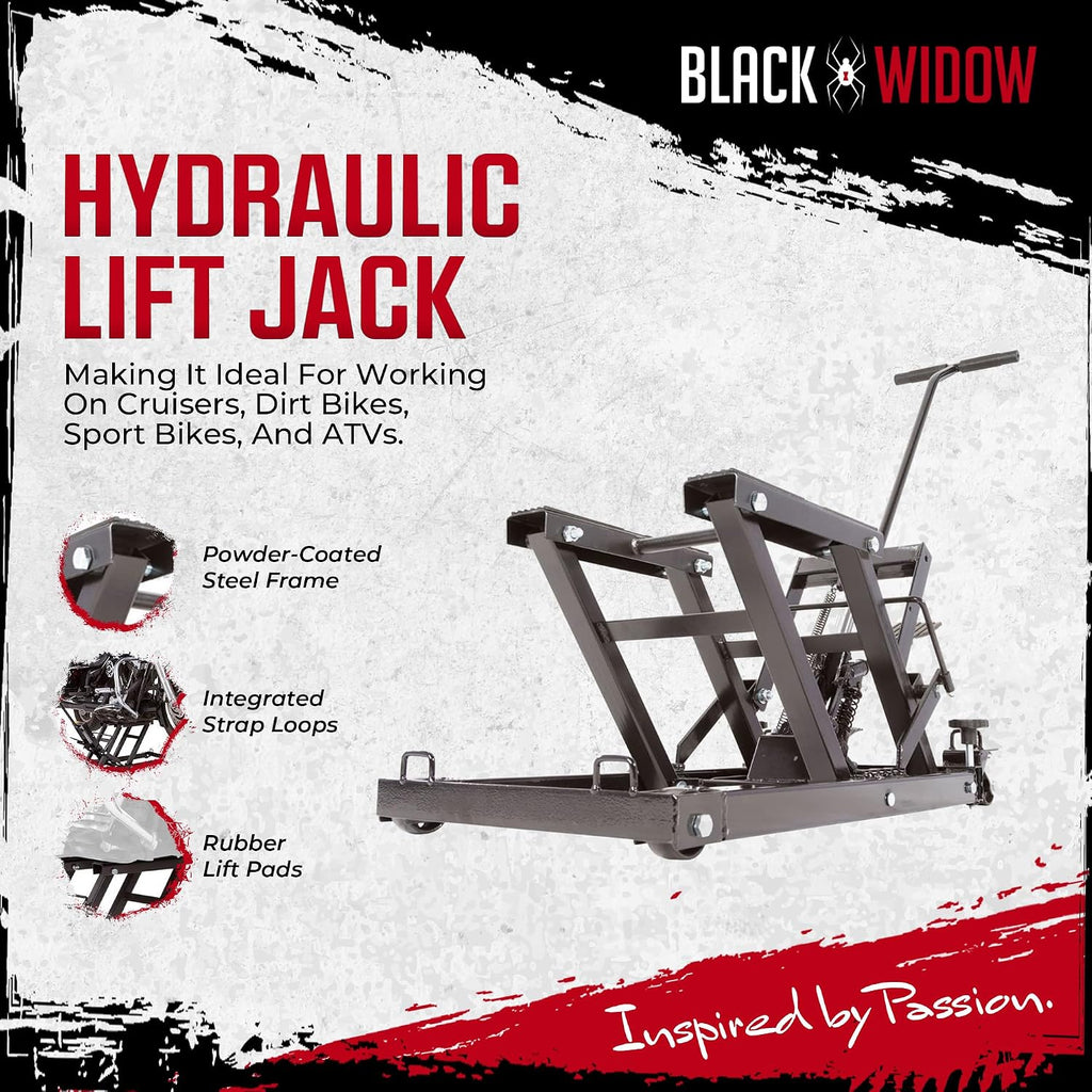 Motorcycle or ATV Lift Jack Stand Hydraulic, Steel, 1,500 lb