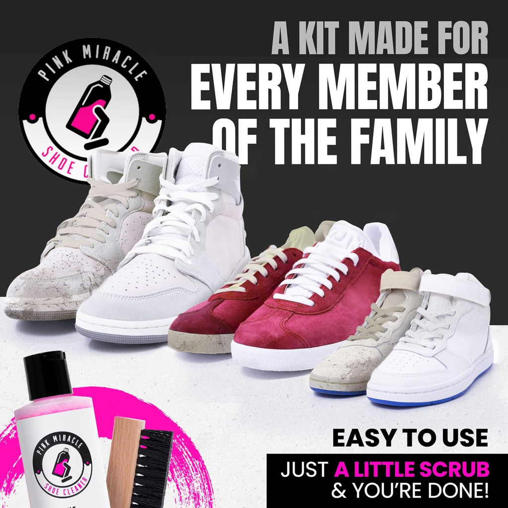 Shoe Cleaner Kit with Bottle and Brush For Fabric Cleaner For Leather, Whites, Suede and Nubuck Sneakers