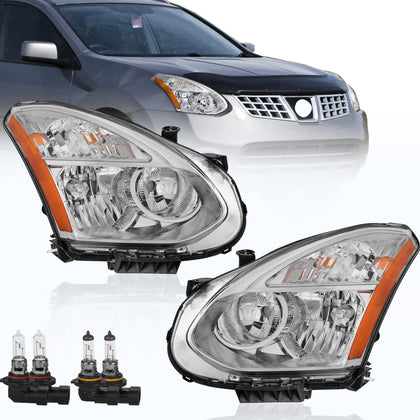 Headlights Assembly Compatible with 2008-2013 Nissan Rogue Compatible with 2014-2015 Rogue Select Halogen Head lights