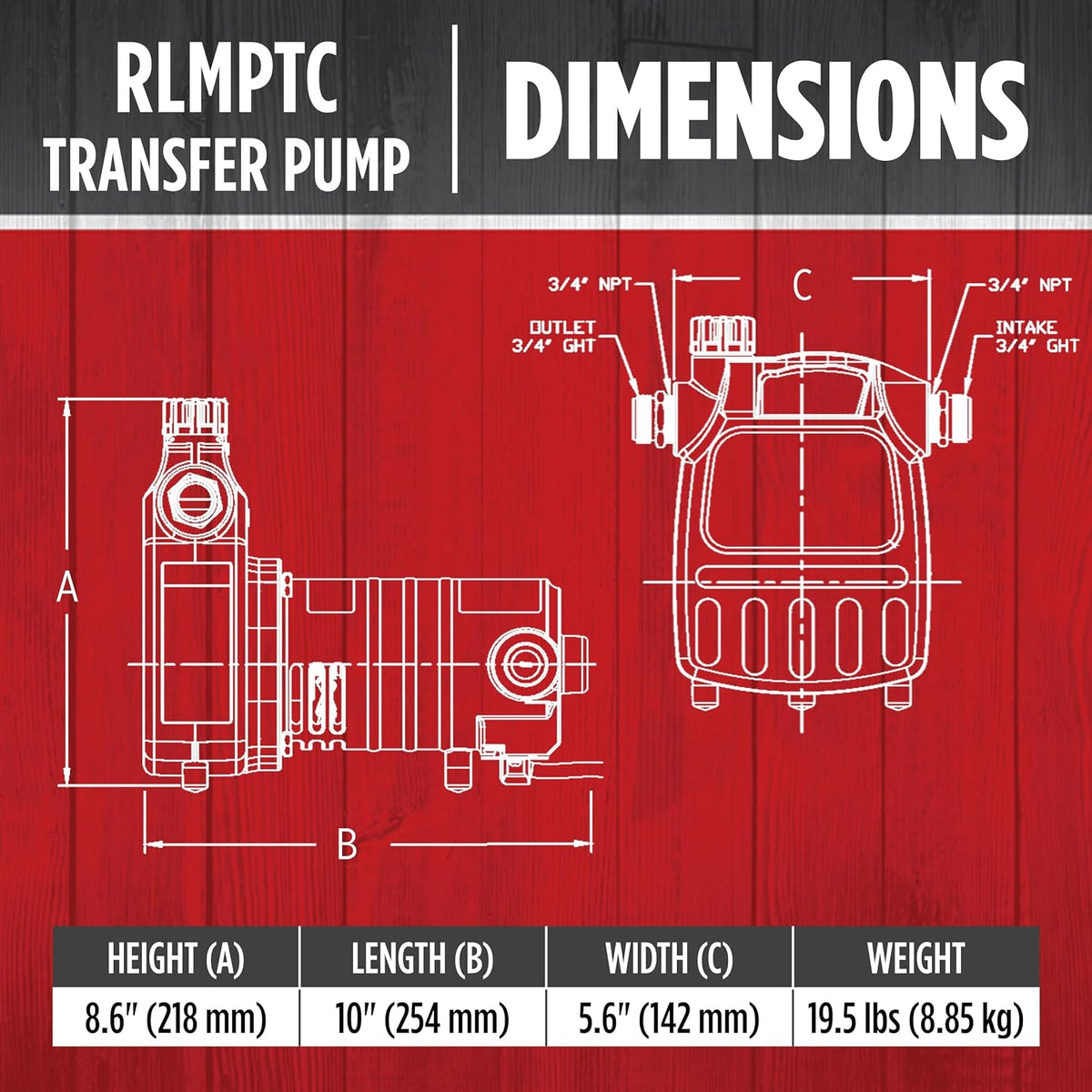 Red Lion RLMPTC 115V, 1/2 HP, 1600 GPH Multipurpose/Transfer/Booster Pump