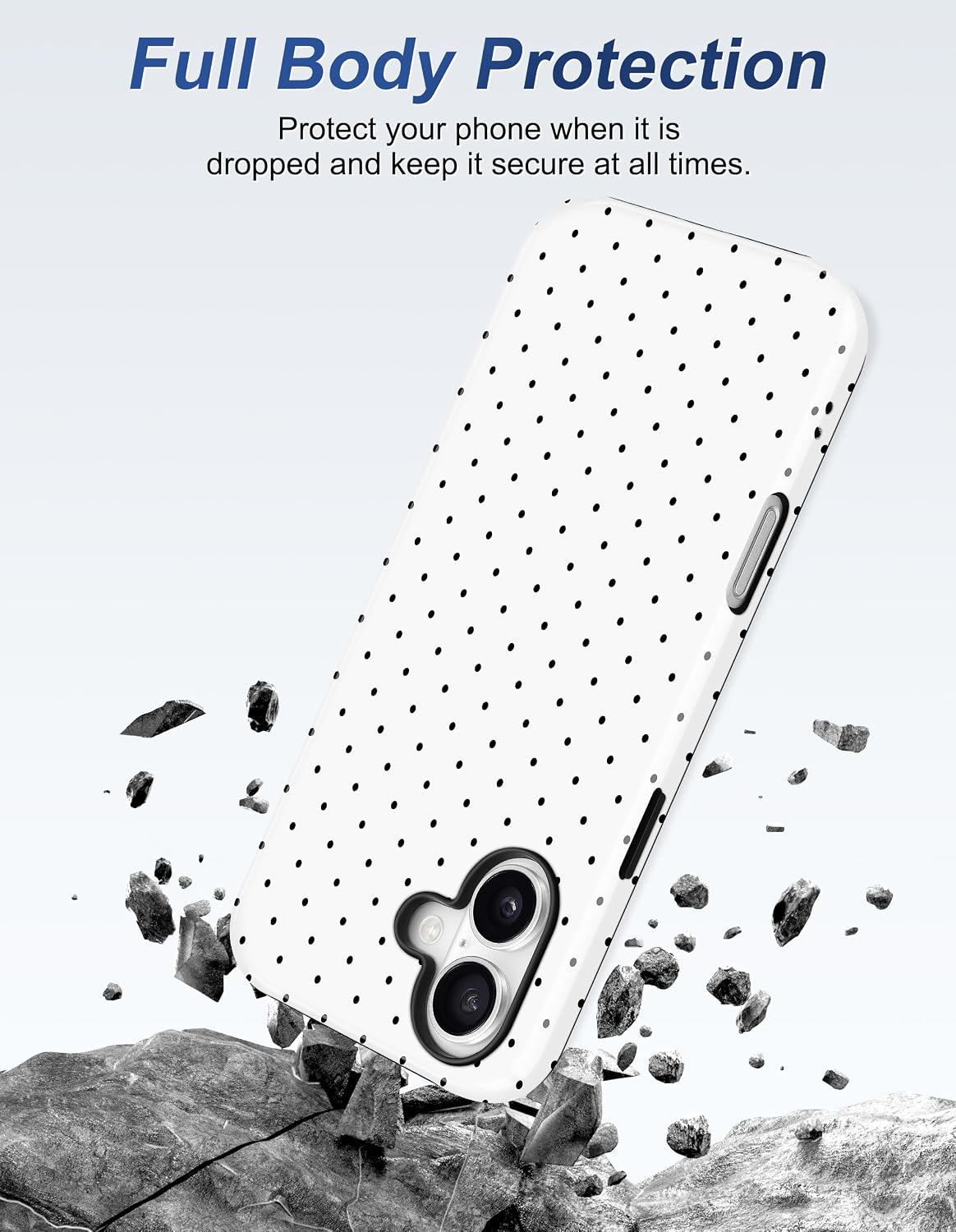 Magnetic Polka Dot Case for iPhone 16 Plus,White | Compatible with MagSafe, Cute Aesthetic Polka Dots Design, TPU and