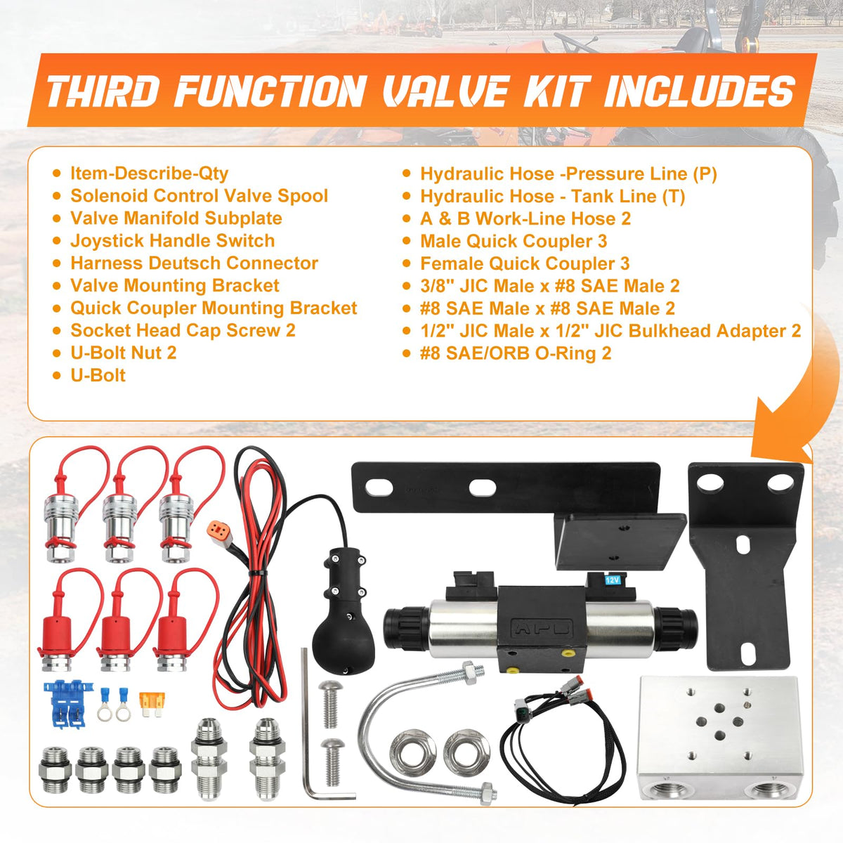 Third Function Valve Kit Fit for Kubota L2501 L3200 L3301 L3901, OE TFK2