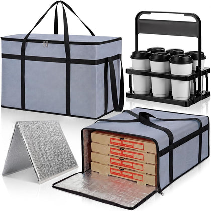 3 Set Insulated Food Delivery Bag,Gray,23" × 15" × 14",Novel