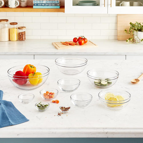 10 Piece Mixing Bowl Set, Nesting Serving Bowls & Mixing Bowls (1 oz, 2 oz, 4 oz, 6 oz, 10 oz, 16 oz, 1 Qt, 1.5 Qt