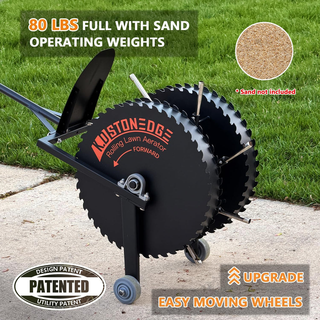 Patented Rolling Lawn Aerator Compacted Soil Loosening Manual Coring Tool | Yard Grass Pulling Plugs, Manual Aeration