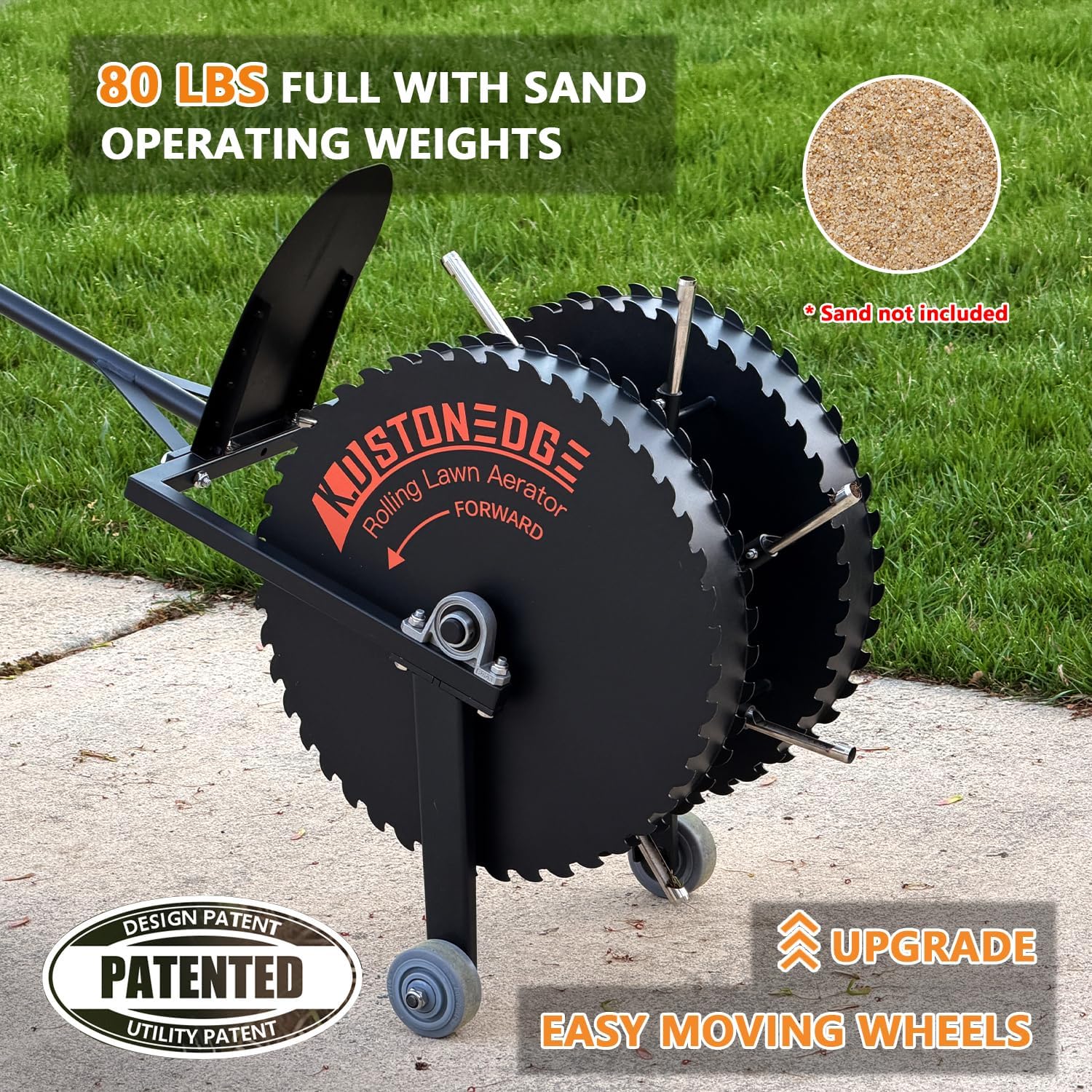 Patented Rolling Lawn Aerator Compacted Soil Loosening Manual Coring Tool | Yard Grass Pulling Plugs, Manual Aeration