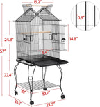 57-Inch Open Top Bird Cage with Rolling Stand & Slide-Out Tray