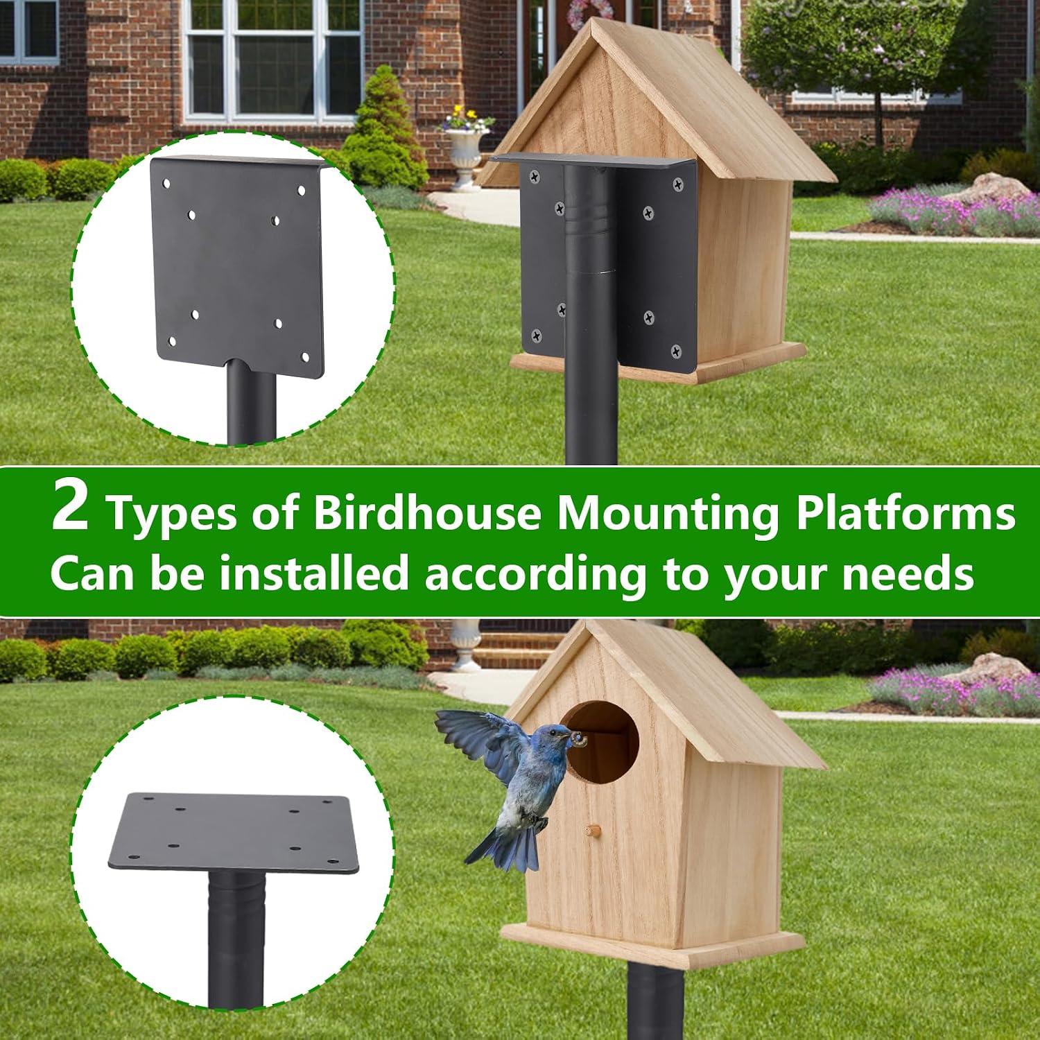 Bird Feeder Pole for Outdoors - 68" Adjustable Bluebird House Stand with 5-Prong Anchor, Heavy Duty Outside Smart