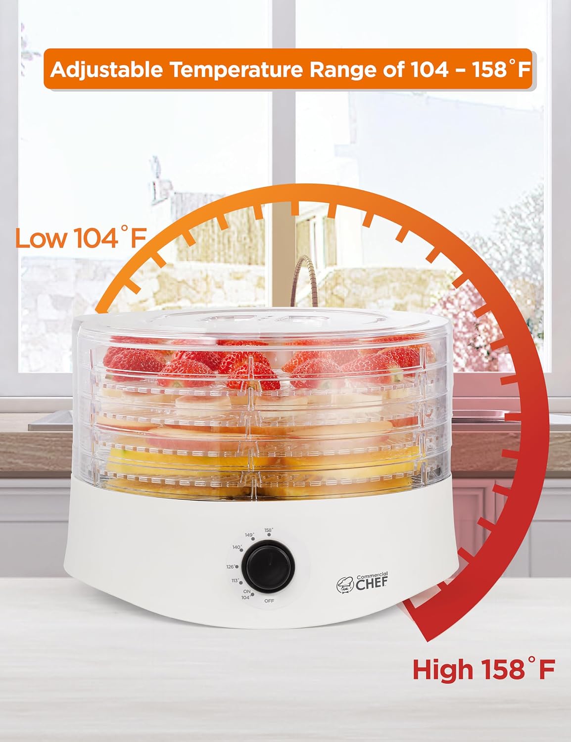 Food Dehydrator, Five 9.25” BPA-Free Trays, CCD100W6, White