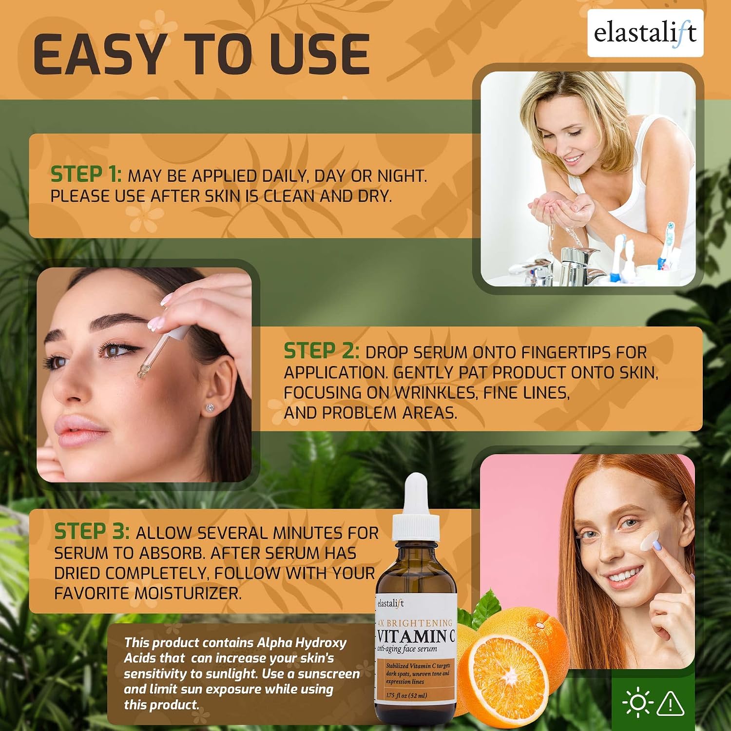 Vitamin C Facial Serum For Age Spots, Wrinkles, & Expression Lines. Anti-Aging Face Serum W/Vitamin C & Hyaluronic