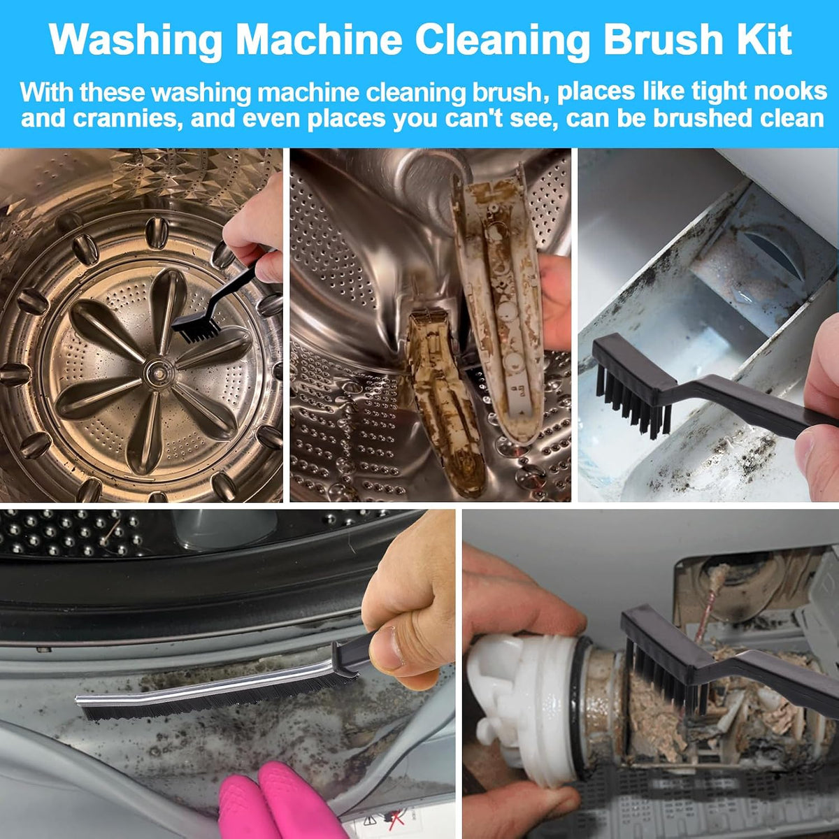 Washing Machine Cleaning Brush Kit for Top Load/Front Load Washer