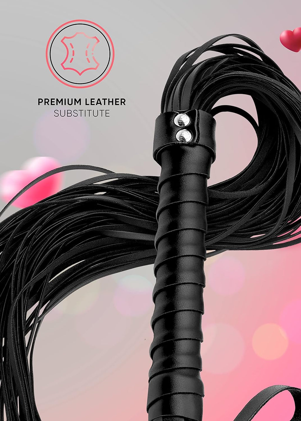 Adult Whip Riding Crop for Bedroom Black Faux Leather